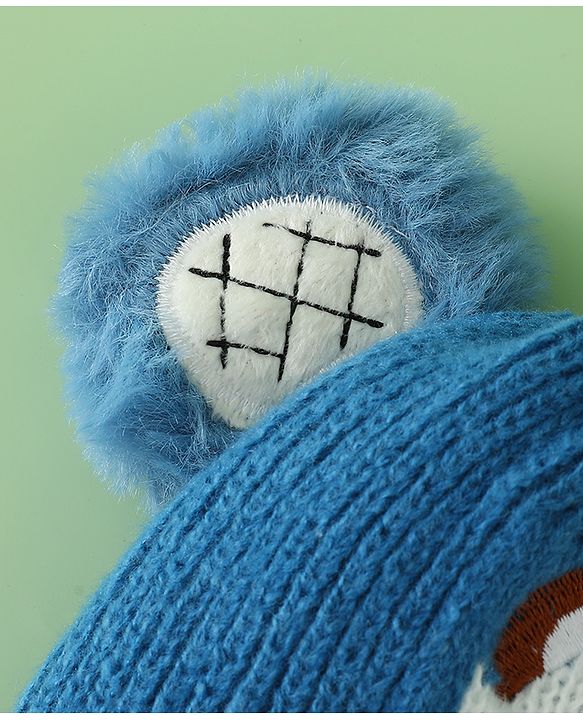 Babyhug Woollen Cap with Bear Applique Beige - Diameter 16.5 cm
