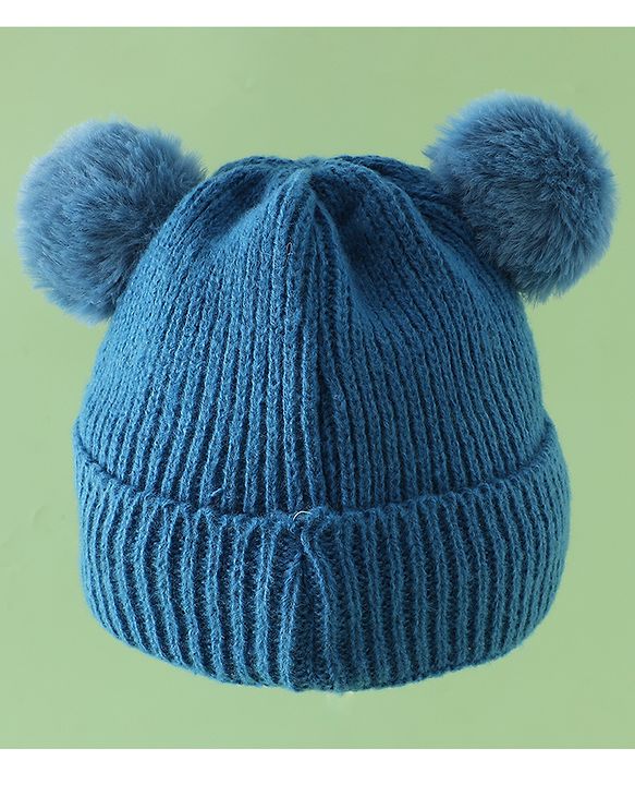 Babyhug Woollen Cap with Bear Applique Beige - Diameter 16.5 cm