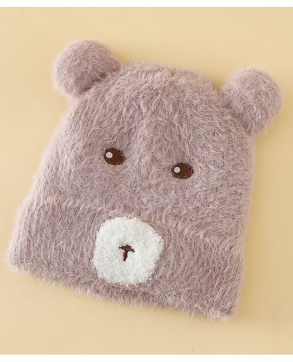 Babyhug Woolen Cap with Ear & Animal Applique Pink - Diameter 17.5 cm