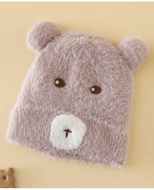 Babyhug Woolen Cap with Ear & Animal Applique Pink - Diameter 17.5 cm