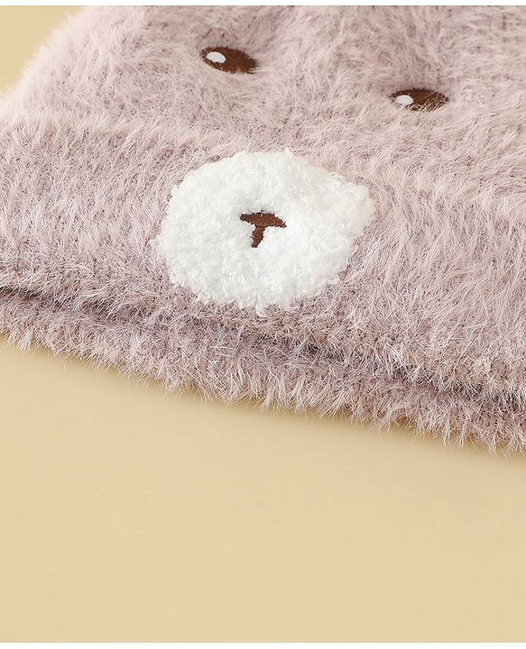 Babyhug Woolen Cap with Ear & Animal Applique Pink - Diameter 17.5 cm
