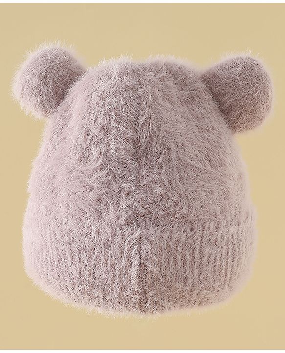 Babyhug Woolen Cap with Ear & Animal Applique Pink - Diameter 17.5 cm