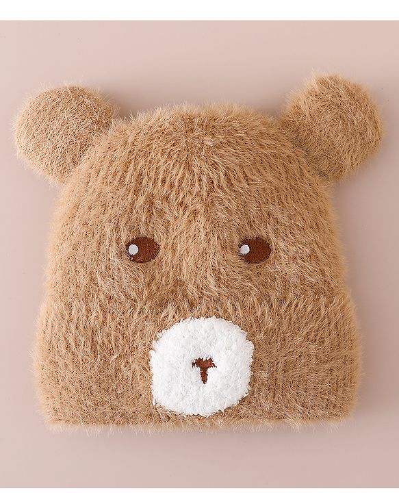 Babyhug Woolen Cap with Ear & Animal Applique Pink - Diameter 17.5 cm