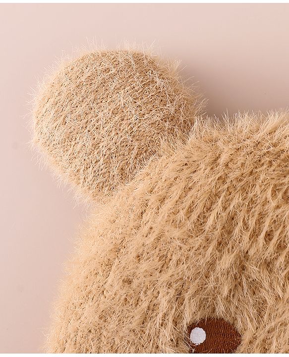 Babyhug Woolen Cap with Ear & Animal Applique Pink - Diameter 17.5 cm