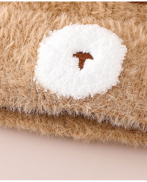 Babyhug Woolen Cap with Ear & Animal Applique Pink - Diameter 17.5 cm