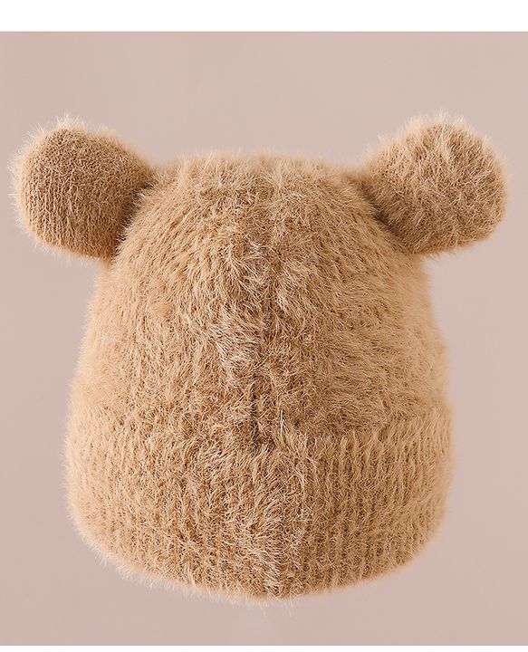 Babyhug Woolen Cap with Ear & Animal Applique Pink - Diameter 17.5 cm