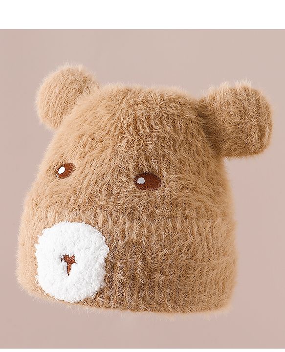 Babyhug Woolen Cap with Ear & Animal Applique Pink - Diameter 17.5 cm