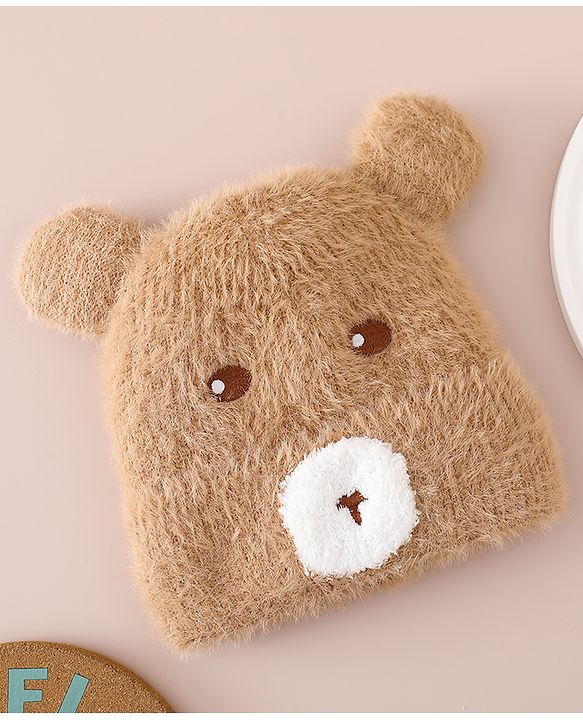 Babyhug Woolen Cap with Ear & Animal Applique Pink - Diameter 17.5 cm