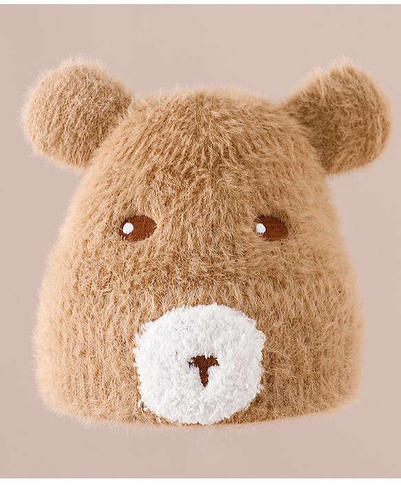 Babyhug Woolen Cap with Ear & Animal Applique Pink - Diameter 17.5 cm