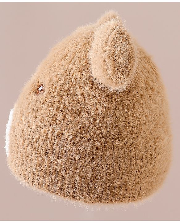 Babyhug Woolen Cap with Ear & Animal Applique Pink - Diameter 17.5 cm