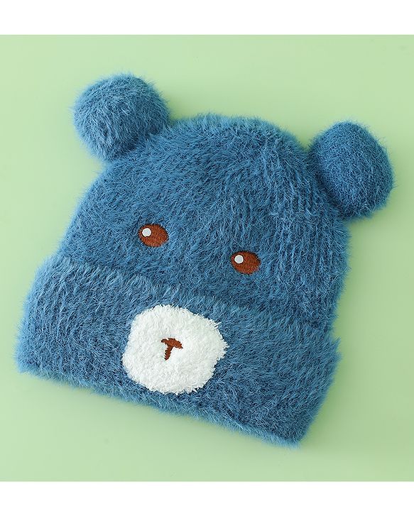 Babyhug Woolen Cap with Ear & Animal Applique Pink - Diameter 17.5 cm
