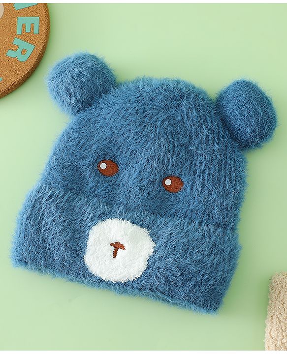 Babyhug Woolen Cap with Ear & Animal Applique Pink - Diameter 17.5 cm