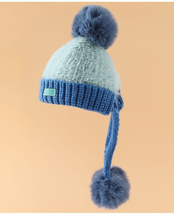 Pine Kids Woollen Cap with Pom Pom & Knot Pink - Diameter 25 cm