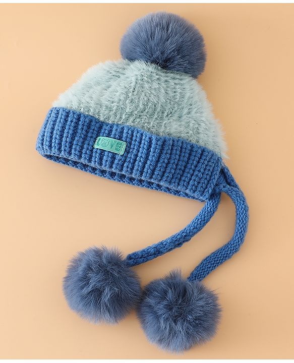 Pine Kids Woollen Cap with Pom Pom & Knot Pink - Diameter 25 cm
