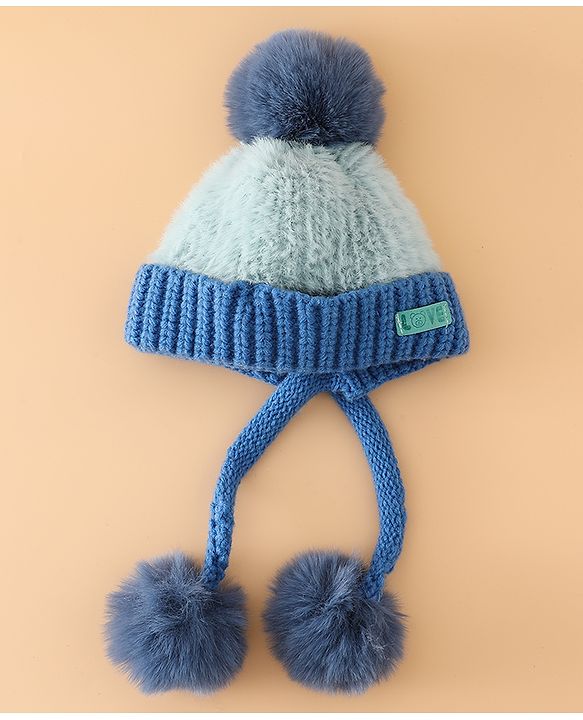Pine Kids Woollen Cap with Pom Pom & Knot Pink - Diameter 25 cm