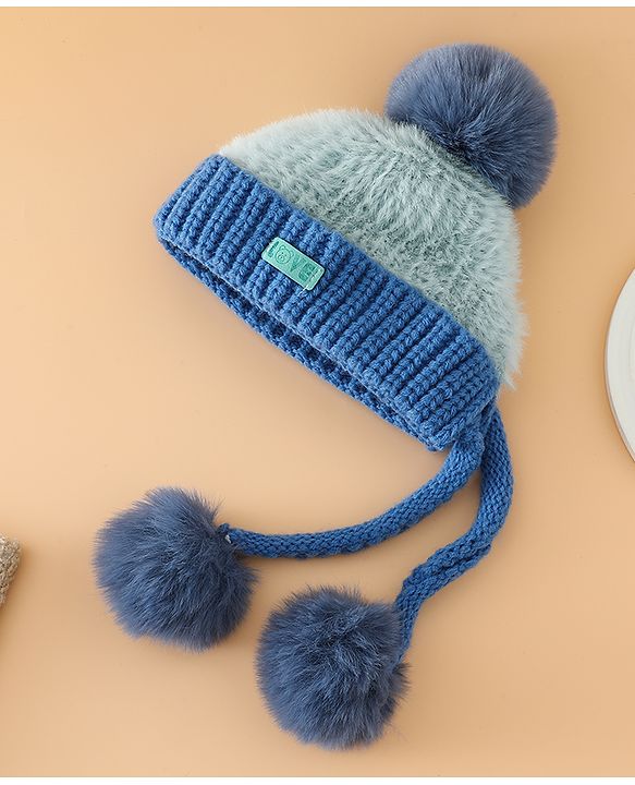 Pine Kids Woollen Cap with Pom Pom & Knot Pink - Diameter 25 cm