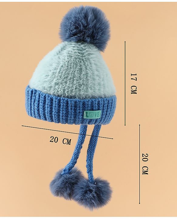 Pine Kids Woollen Cap with Pom Pom & Knot Pink - Diameter 25 cm