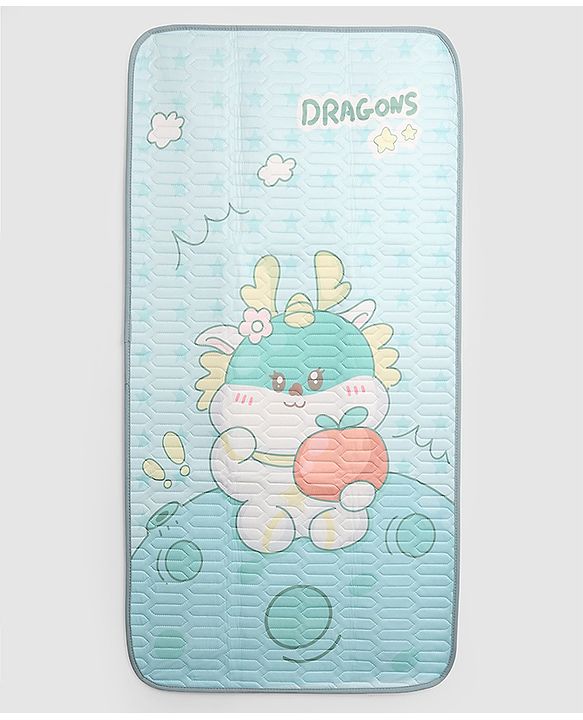 Babyhug Cooling Latex Baby Diaper Changing Mat with Pillow - Green| 60 cm x 120 cm| Soft & Comfortable| Breathable & Skin-Friendly| Cooling Surface| Anti-Slip Base| Washable