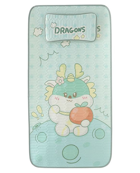 Babyhug Cooling Latex Baby Diaper Changing Mat with Pillow - Green| 60 cm x 120 cm| Soft & Comfortable| Breathable & Skin-Friendly| Cooling Surface| Anti-Slip Base| Washable