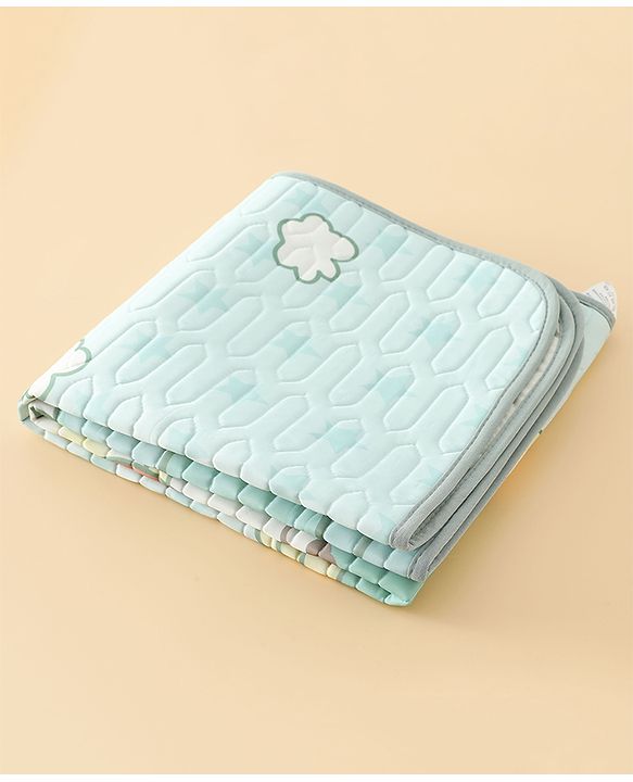 Babyhug Cooling Latex Baby Diaper Changing Mat with Pillow - Green| 60 cm x 120 cm| Soft & Comfortable| Breathable & Skin-Friendly| Cooling Surface| Anti-Slip Base| Washable
