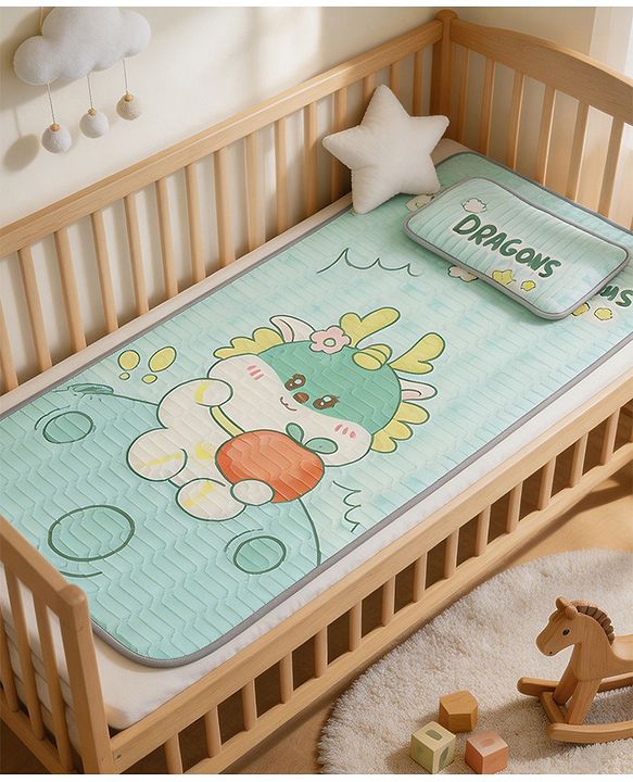 Babyhug Cooling Latex Baby Diaper Changing Mat with Pillow - Green| 60 cm x 120 cm| Soft & Comfortable| Breathable & Skin-Friendly| Cooling Surface| Anti-Slip Base| Washable