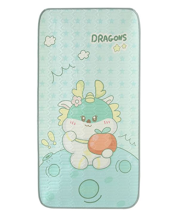 Babyhug Cooling Latex Baby Diaper Changing Mat with Pillow - Green| 60 cm x 120 cm| Soft & Comfortable| Breathable & Skin-Friendly| Cooling Surface| Anti-Slip Base| Washable