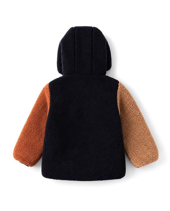 Babyhug Fur Woven Full Sleeves   Hooded Winter Jacket - White