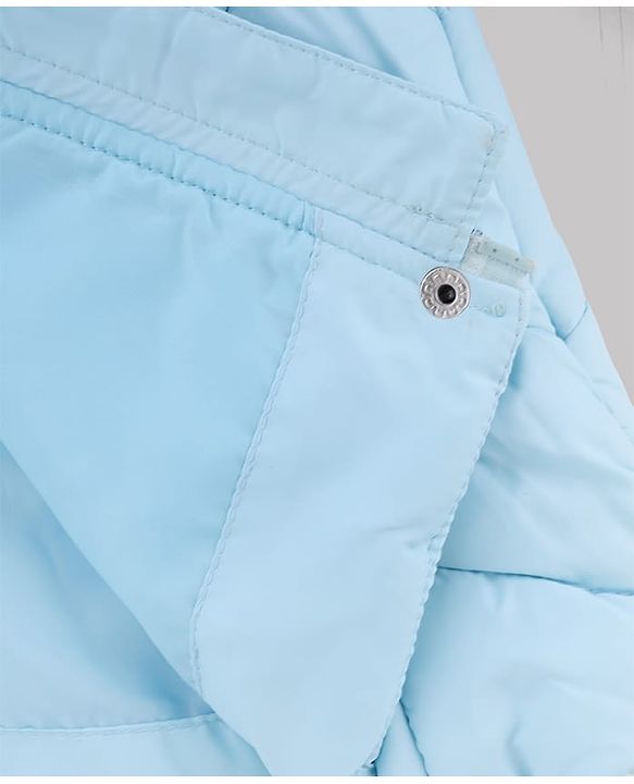 Babyhug Woven A-Line Winter Jacket with Full Sleeves and Floral Applique - Sky Blue