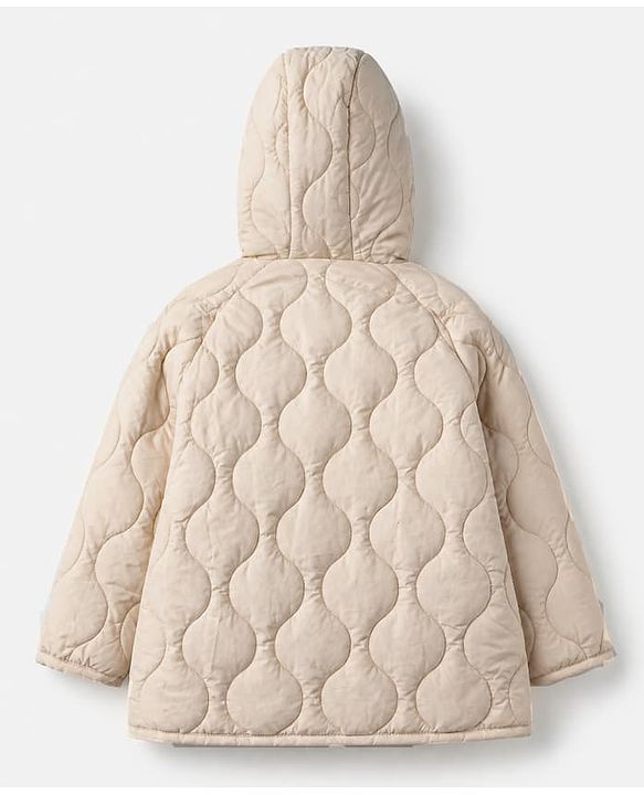 Babyhug Woven Full Raglan Sleeves Hooded Winter Puffed Jacket With Floral Applique - Beige