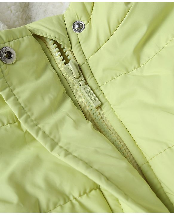 Babyhug Woven Full Sleeves Hooded Padded Jacket and Bag - Lemon