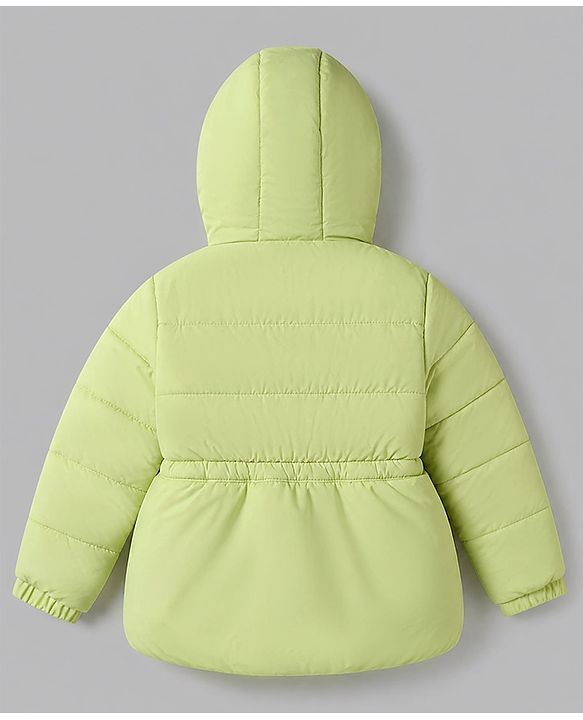 Babyhug Woven Full Sleeves Hooded Padded Jacket and Bag - Lemon