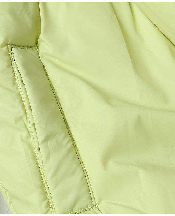 Babyhug Woven Full Sleeves Hooded Padded Jacket and Bag - Lemon