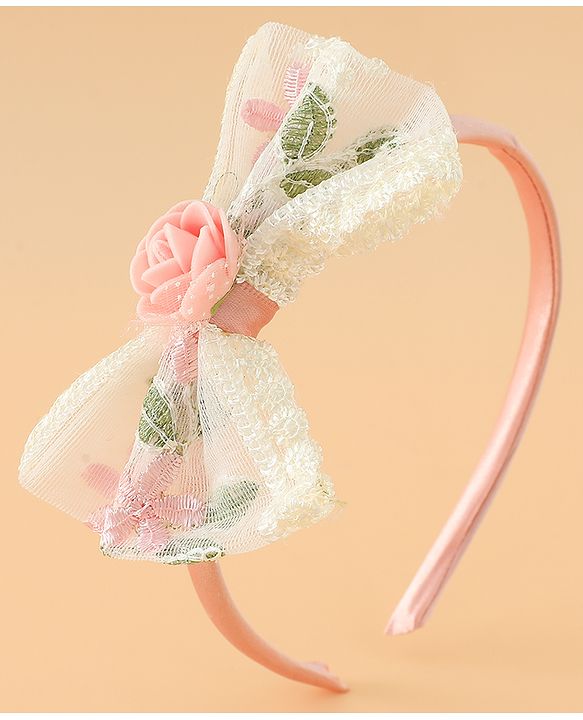 Babyhug Hair Bands With Bow Applique Free Size in Pink