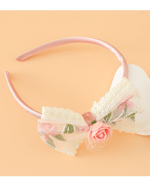 Babyhug Hair Bands With Bow Applique Free Size in Pink