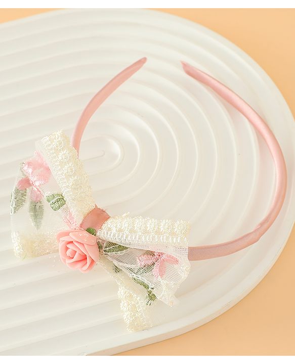 Babyhug Hair Bands With Bow Applique Free Size in Pink