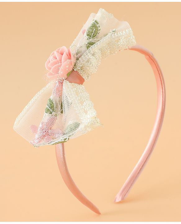 Babyhug Hair Bands With Bow Applique Free Size in Pink
