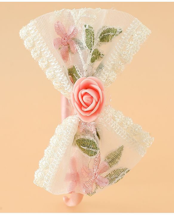 Babyhug Hair Bands With Bow Applique Free Size in Pink