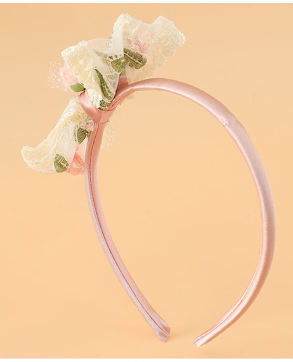 Babyhug Hair Bands With Bow Applique Free Size in Pink