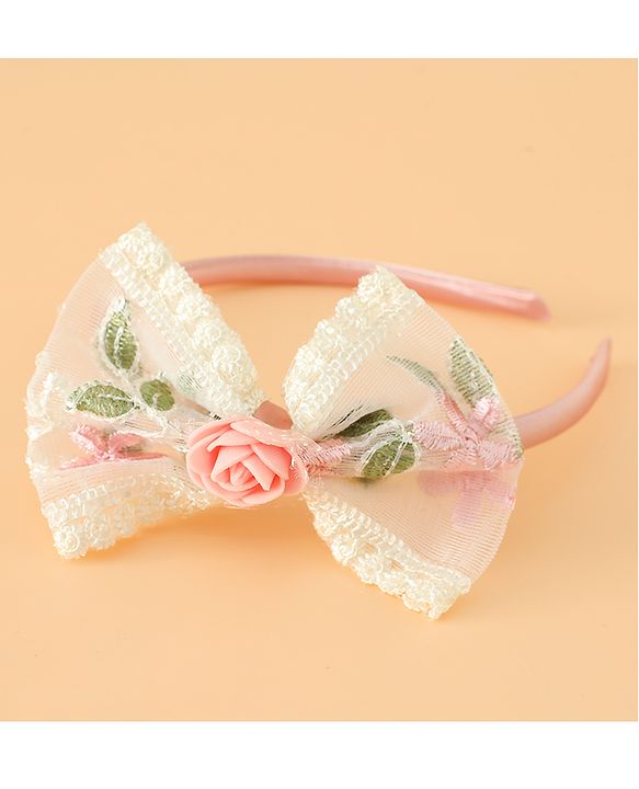 Babyhug Hair Bands With Bow Applique Free Size in Pink