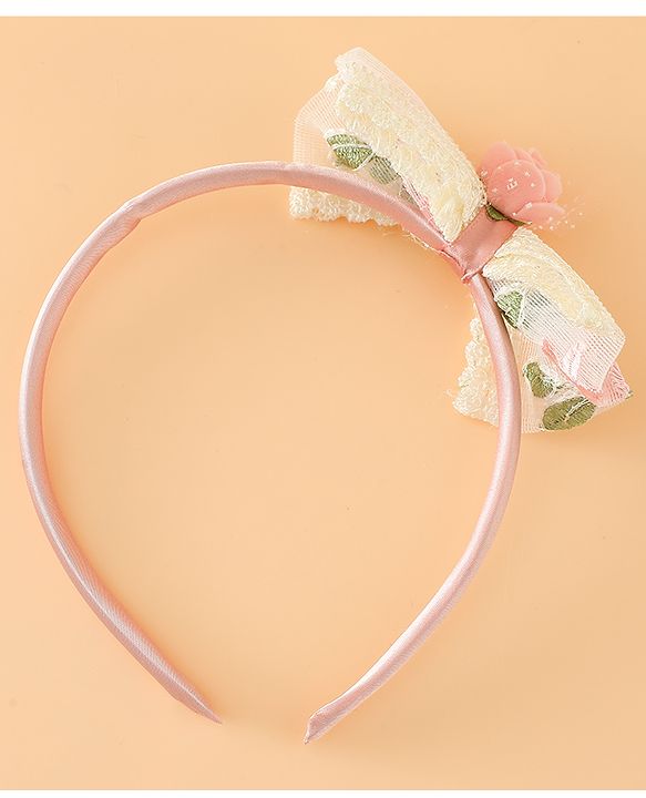 Babyhug Hair Bands With Bow Applique Free Size in Pink