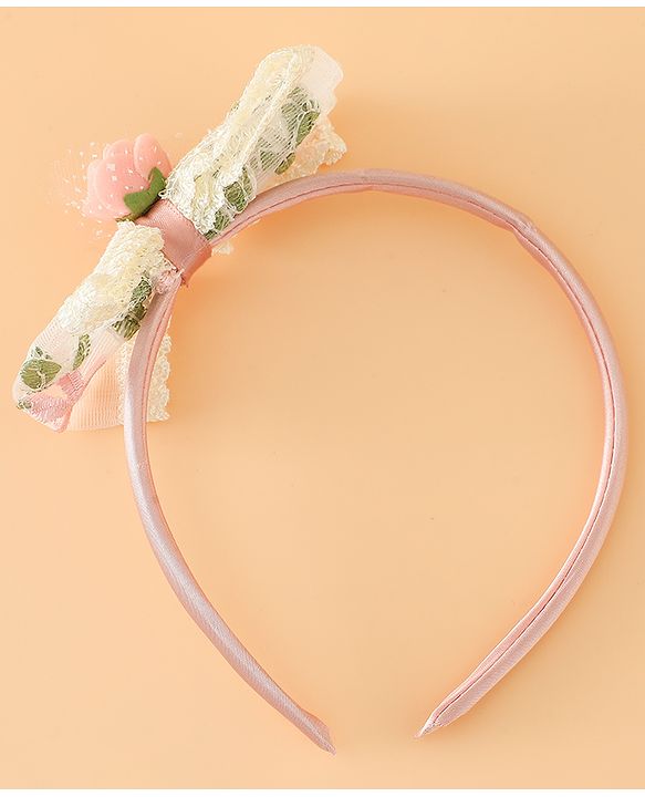 Babyhug Hair Bands With Bow Applique Free Size in Pink