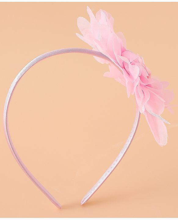 Babyhug Hair Band With Floral Applique Free Size -Pink