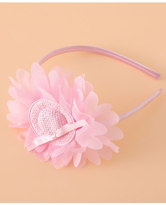 Babyhug Hair Band With Floral Applique Free Size -Pink