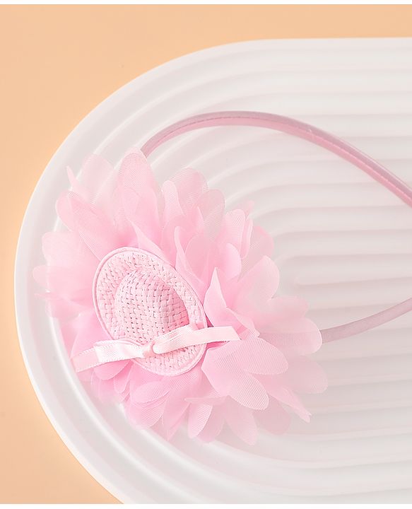 Babyhug Hair Band With Floral Applique Free Size -Pink