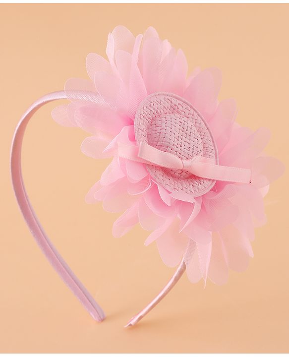 Babyhug Hair Band With Floral Applique Free Size -Pink