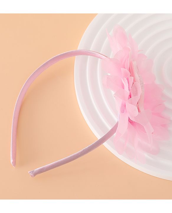Babyhug Hair Band With Floral Applique Free Size -Pink