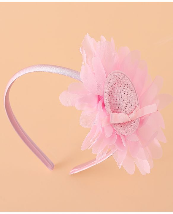 Babyhug Hair Band With Floral Applique Free Size -Pink