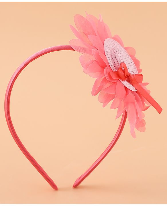 Babyhug Hair Band With Floral Applique Free Size -Pink