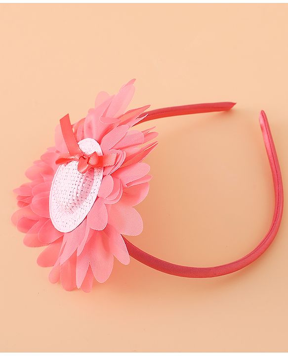 Babyhug Hair Band With Floral Applique Free Size -Pink