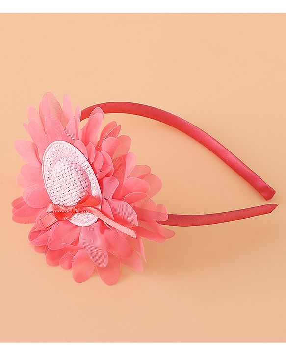 Babyhug Hair Band With Floral Applique Free Size -Pink